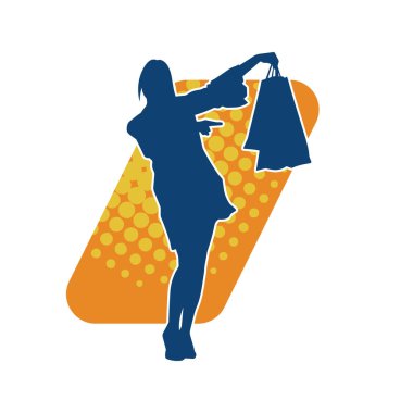 Sıska genç bir kadının silüeti alışveriş torbaları taşıyor.