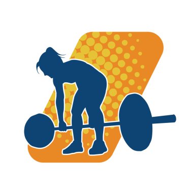 Ağırlık kaldırma sporu yapan bayan sporcunun silüeti. 