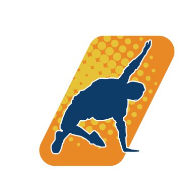 Hareketli bir kadın dansçının silueti. Dans eden zayıf bir kadının silueti..