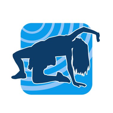 Hareketli bir kadın dansçının silueti. Dans eden zayıf bir kadının silueti..