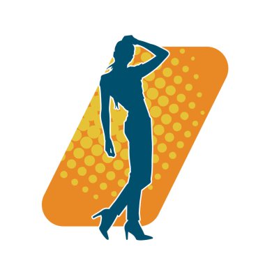 Dar kıyafetli genç, zayıf bir kadın modelin silueti. Dişi poziyonunda zayıf bir kadının silueti..