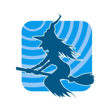 Uçan süpürge gibi uçan bir cadı silueti.