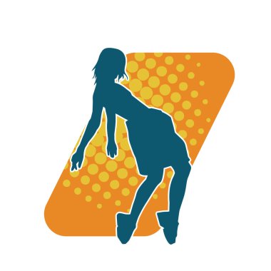 Hareketli bir kadın dansçının silueti. Dans eden zayıf bir kadının silueti..