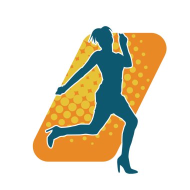 Hareketli bir kadın dansçının silueti. Dans eden zayıf bir kadının silueti..