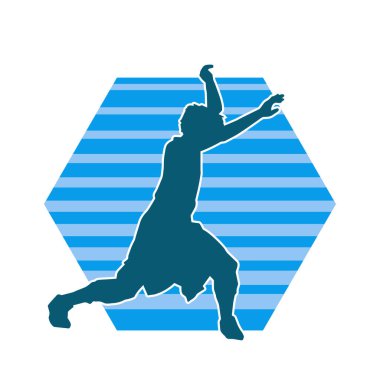 Hareket halindeki bir erkek dansçının silueti. Dans eden zayıf bir adamın silueti..