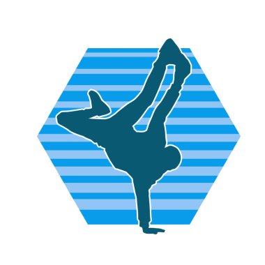 Poz veren bir erkek dansçının silueti. Dans eden bir adamın silueti.