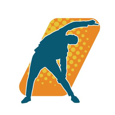 Hareket halindeki bir erkek dansçının silueti. Dans eden zayıf bir adamın silueti..