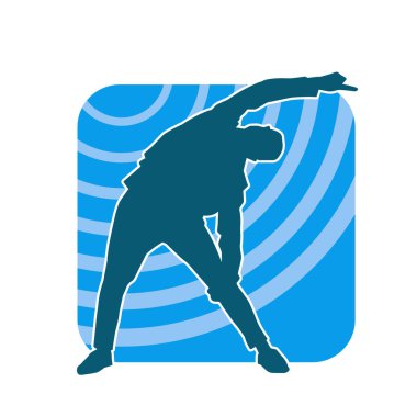 Hareket halindeki bir erkek dansçının silueti. Dans eden zayıf bir adamın silueti..