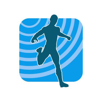 Koşu pozisyonundaki bir adamın silüeti. Siluet erkek koşusu pozu.