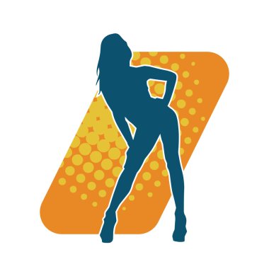 Hareketli bir kadın dansçının silueti. Dans eden zayıf bir kadının silueti..