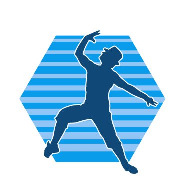 Dans eden bir adamın silueti. Erkek dansçı silueti poz veriyor..