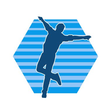 Dans eden bir adamın silueti. Erkek dansçı silueti poz veriyor..