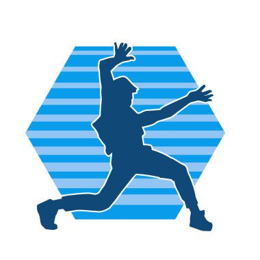 Dans eden bir adamın silueti. Erkek dansçı silueti poz veriyor..