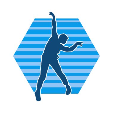 Dans eden bir adamın silueti. Erkek dansçı silueti poz veriyor..