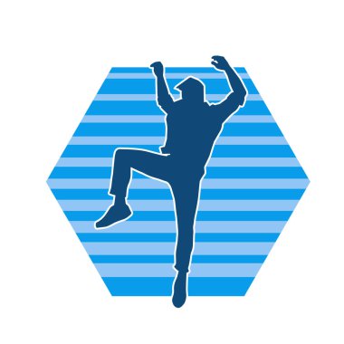 Dans eden bir adamın silueti. Erkek dansçı silueti poz veriyor..