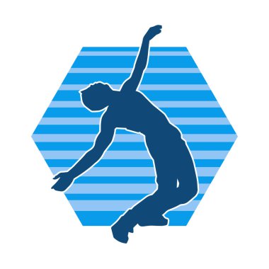 Dans eden bir adamın silueti. Erkek dansçı silueti poz veriyor..