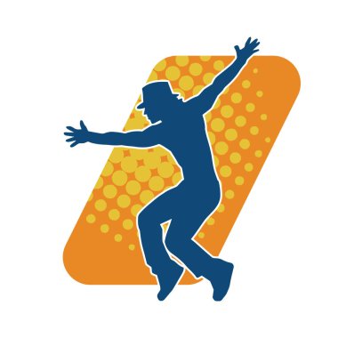 Dans eden bir adamın silueti. Erkek dansçı silueti poz veriyor..