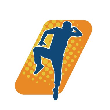 Dans eden bir adamın silueti. Erkek dansçı silueti poz veriyor..