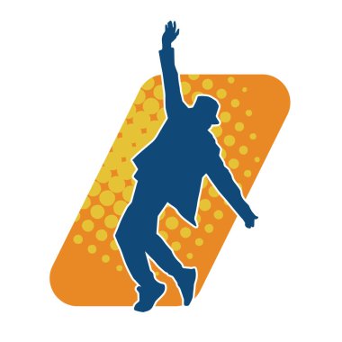 Dans eden bir adamın silueti. Erkek dansçı silueti poz veriyor..