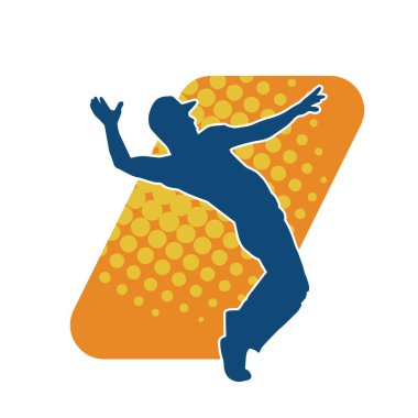 Dans eden bir adamın silueti. Erkek dansçı silueti poz veriyor..