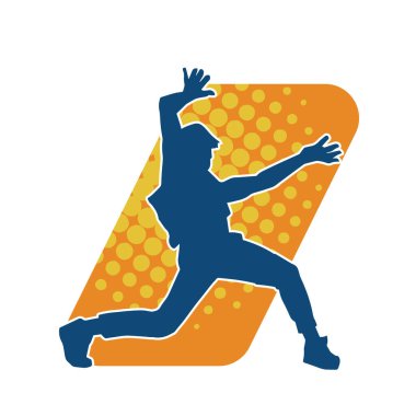 Dans eden bir adamın silueti. Erkek dansçı silueti poz veriyor..