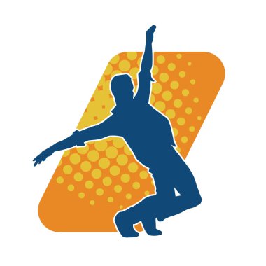 Dans eden bir adamın silueti. Erkek dansçı silueti poz veriyor..