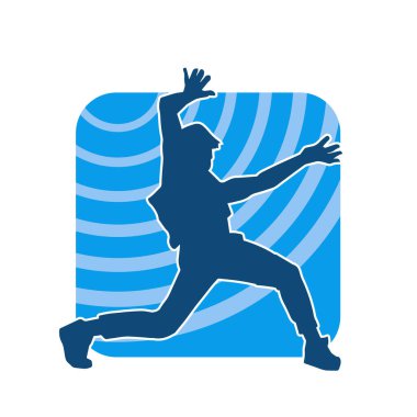 Dans eden bir adamın silueti. Erkek dansçı silueti poz veriyor..