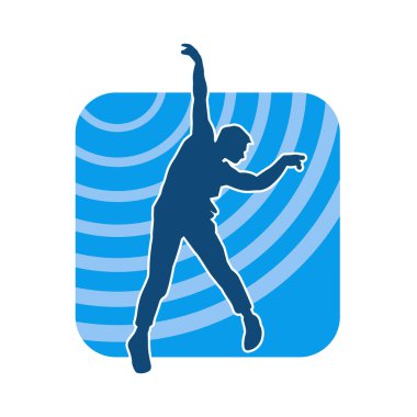 Dans eden bir adamın silueti. Erkek dansçı silueti poz veriyor..