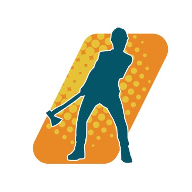 Hareket halindeki bir işçinin silueti, baltasını kullanarak poz verir..