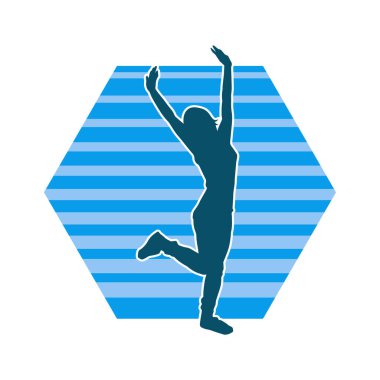 Hareketli bir kadın dansçının silueti. Dans eden zayıf bir kadının silueti..