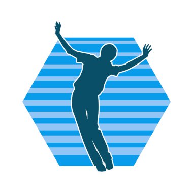 Hareketli bir kadın dansçının silueti. Dans eden zayıf bir kadının silueti..