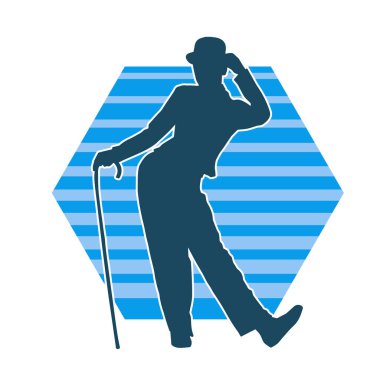 Hareketli bir kadın dansçının silueti. Mutlu dans eden bir kadının silueti..