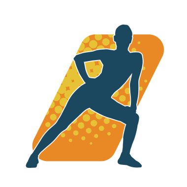 Aerobik hareket yapan bir kadının silüeti. Spor salonunun silueti spor yapıyor..