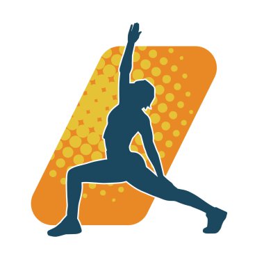 Aerobik hareket yapan bir kadının silüeti. Spor salonunun silueti spor yapıyor..