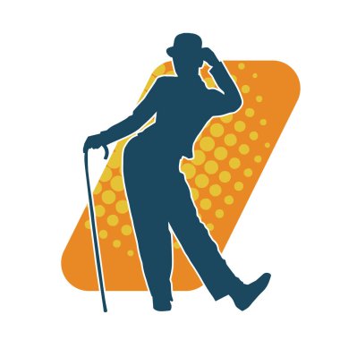 Hareketli bir kadın dansçının silueti. Mutlu dans eden bir kadının silueti..