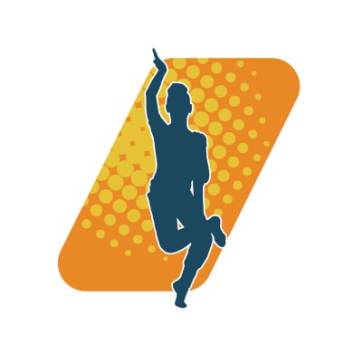 Hareketli bir kadın dansçının silueti. Mutlu dans eden bir kadının silueti..