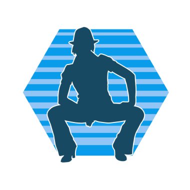 Hareketli bir kadın dansçının silueti. Mutlu dans eden bir kadının silueti..