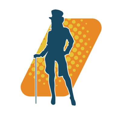 Kabare kostümlü seksi bir kadının silueti. Süslü kostümlü bir kabare dansçısının silueti..