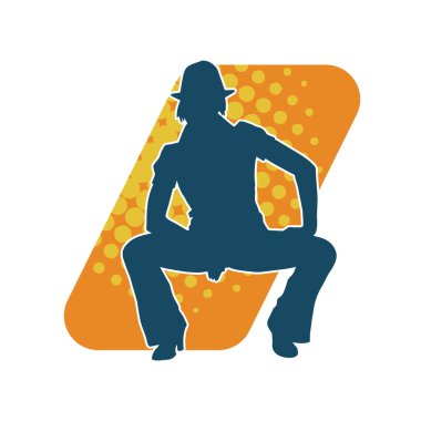 Hareketli bir kadın dansçının silueti. Mutlu dans eden bir kadının silueti..