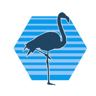 Flamingo kuşunun silueti zarif bir pozda..