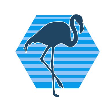 Flamingo kuşunun silueti zarif bir pozda..