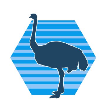 Uzun boynu ve uzun bacakları olan devekuşu bir hayvanın silueti..