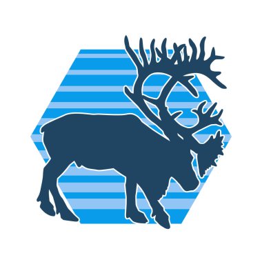 Geyik boynuzlu bir hayvanın silüeti.