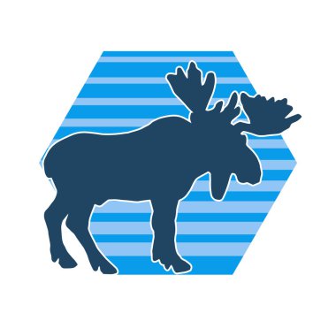 Geyik boynuzlu bir hayvanın silüeti.