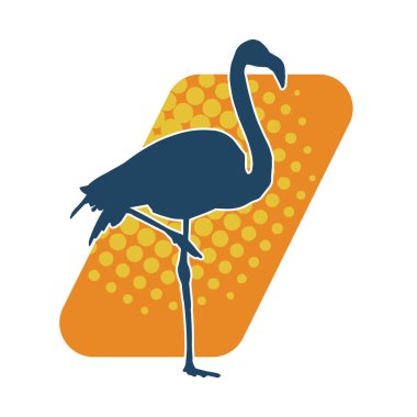 Flamingo kuşunun silueti zarif bir pozda..