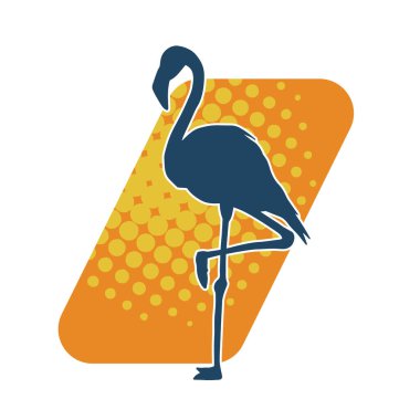 Flamingo kuşunun silueti zarif bir pozda..