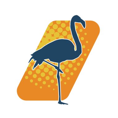 Flamingo kuşunun silueti zarif bir pozda..