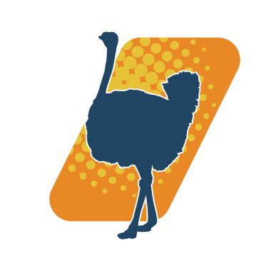 Uzun boynu ve uzun bacakları olan devekuşu bir hayvanın silueti..