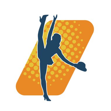 Hareketli bir kadın dansçının silueti. Mutlu dans eden bir kadının silueti..