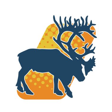 Geyik boynuzlu bir hayvanın silüeti.